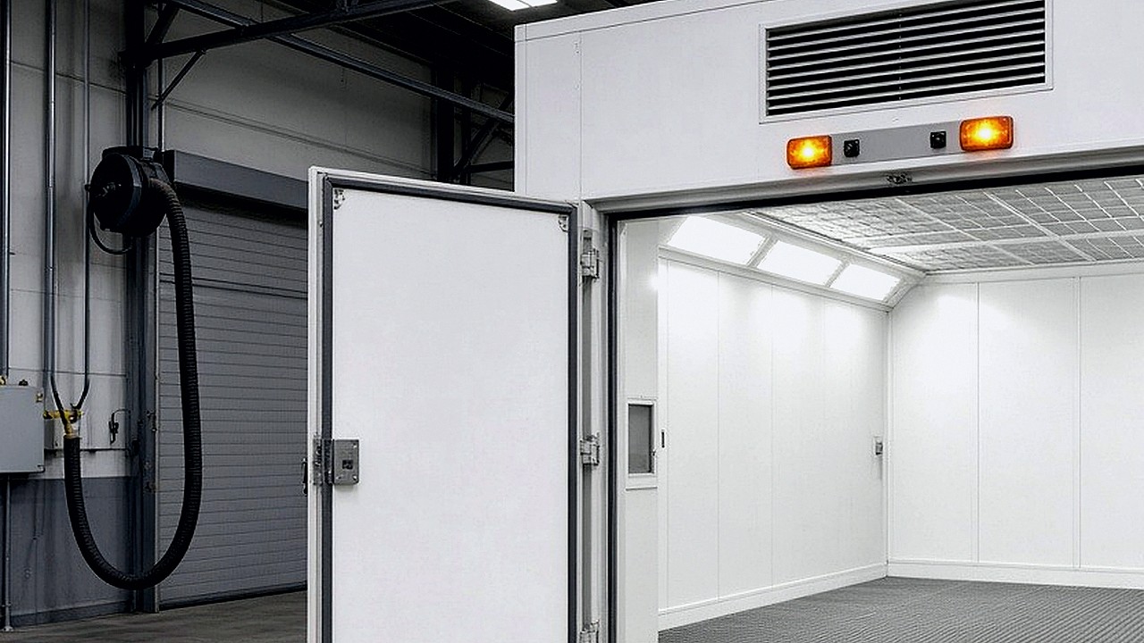 Panel p3 paint Booth environment with temperature and moisture gauges