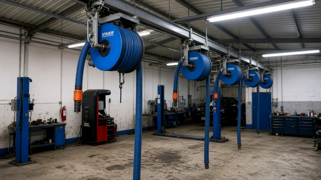 Vehicle extraction bay at actual workshop
